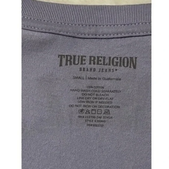 True Religion Womens Heirloom Lilac Crystal HS V-Neck Tee Light Purple Small New - Picture 4 of 7